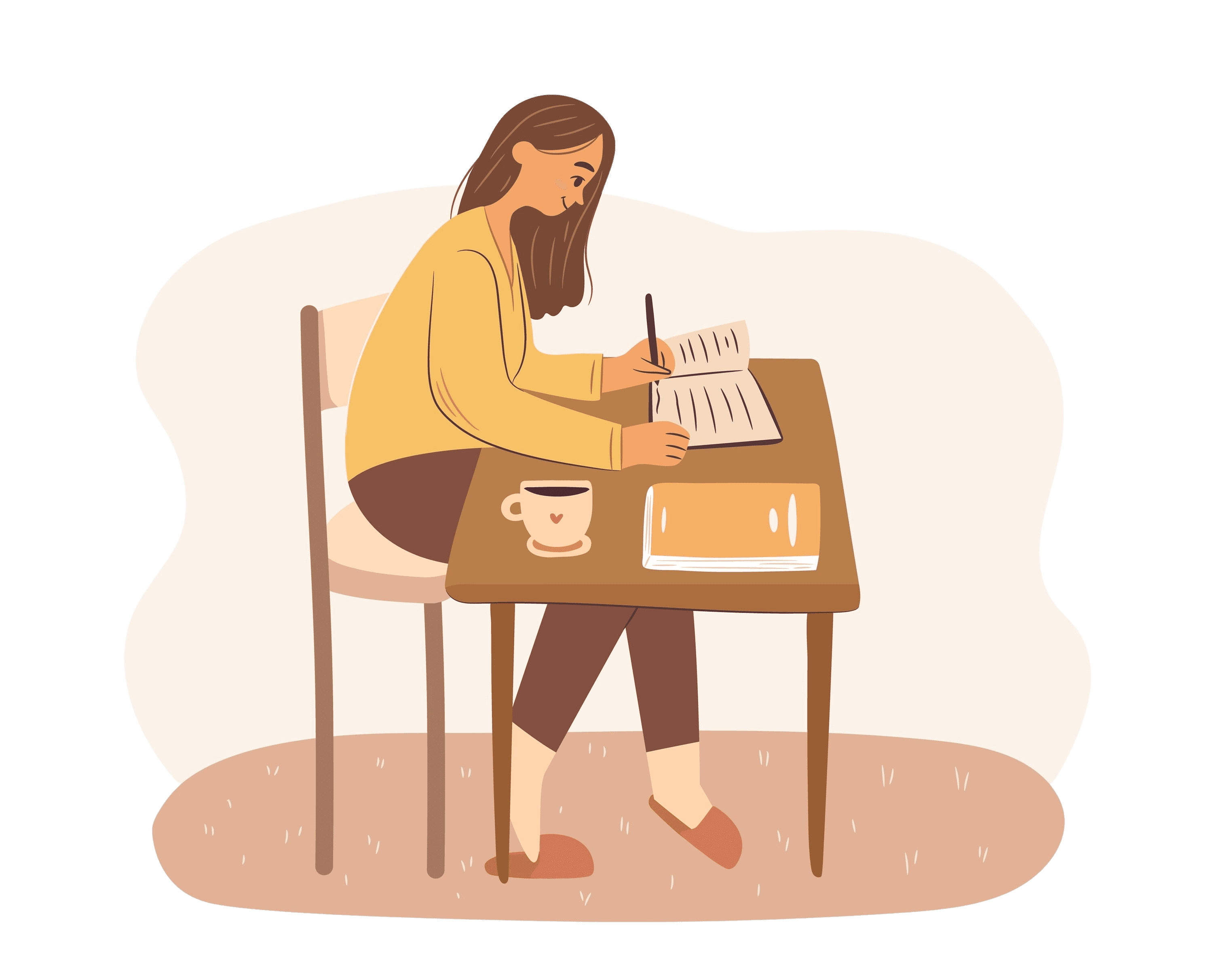 Ragazza sulla scrivania che corregge un testo in bozza